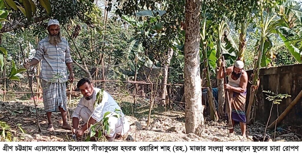 সীতাকুণ্ডের হযরত ওয়ারিশ শাহ( রহঃ)’র মাজারে ফুলের চারা রোপণ